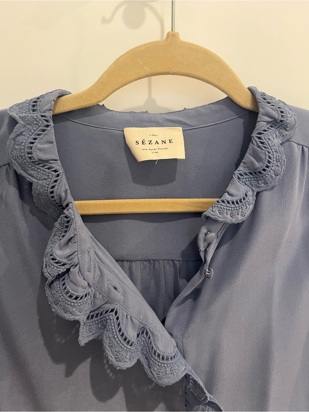 Sezane Chlo Silk Blouse in Vintage Blue - Picture 3 of 6